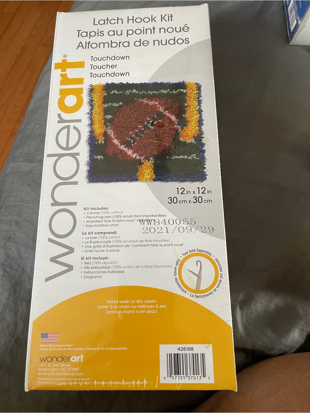 WonderArt Touchdown Latch Hook Kit - Yellow, Green, Red